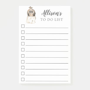 Shih tzu Dog Personalized To Do List Post-it Notes