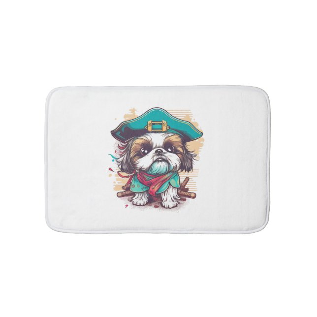 Shih Tzu Dog Pirate Bath Mat (Front)