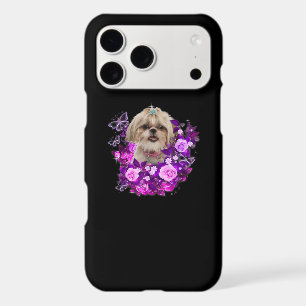Shih Tzu Dog Purple Rose Flower Floral Gift Idea .