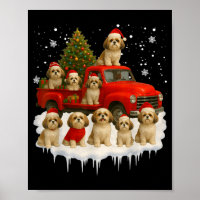 Shih Tzu Dog Red Truck Christmas Tree Santa Ugly X
