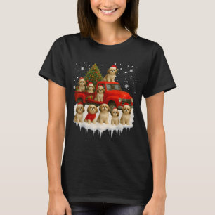 Shih Tzu Dog Red Truck Christmas Tree Santa Ugly X T-Shirt