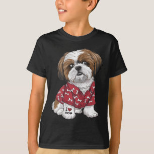 Shih Tzu Dog Shih Tzu Mom I Love Mom Tattoo  T-Shirt