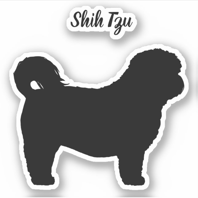 Shih Tzu Dog Silhouette Dog Breed Vinyl Sticker (Front)