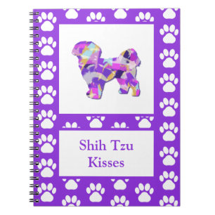 Shih Tzu Dog Silhouette Paw Cute Purple PY&B Notebook