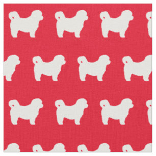Shih Tzu Dog Silhouette Pet Red Fabric