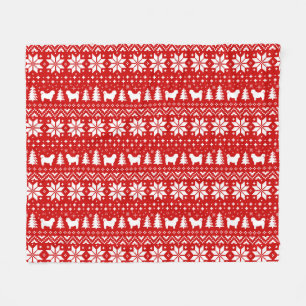 Shih Tzu Dog Silhouettes Cute Christmas Holiday Fleece Blanket