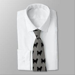 Shih Tzu Dog Silhouettes Pattern Tie