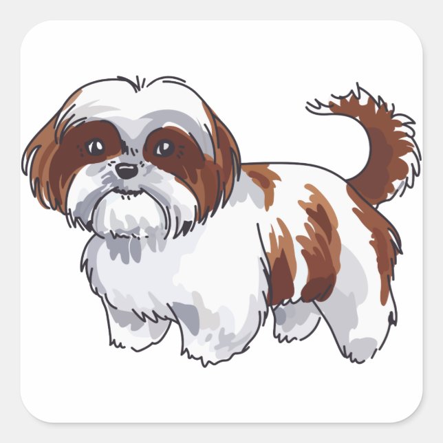 Shih Tzu Dog Square Sticker (Front)
