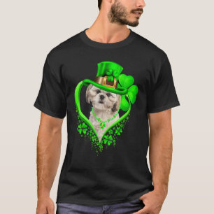 Shih Tzu Dog St Patricks Day Lover Irish Shamrock T-Shirt