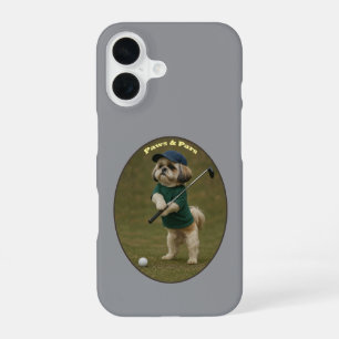 Shih Tzu Dog Standing and Holding a Golf Club URM iPhone 16 Case