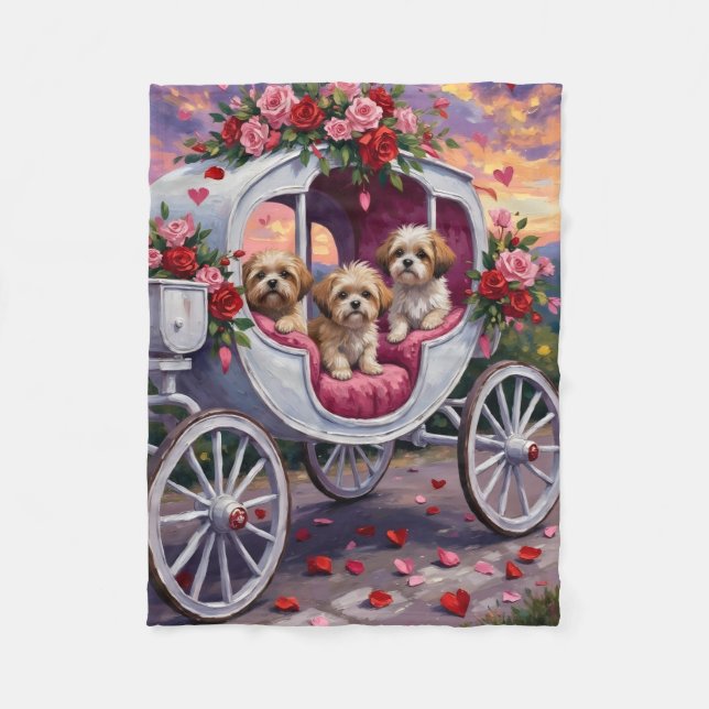 Shih Tzu Dog Valentine's Day Fleece Blanket (Front)