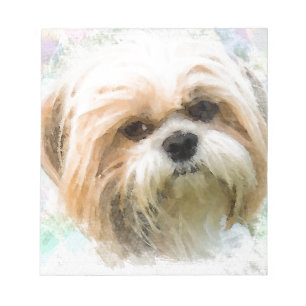 Shih Tzu Dog Water Colour Art Painting Notepad