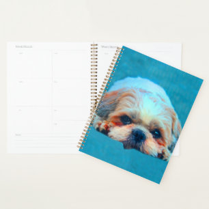 Shih Tzu Dog Water colour art Portrait Planner