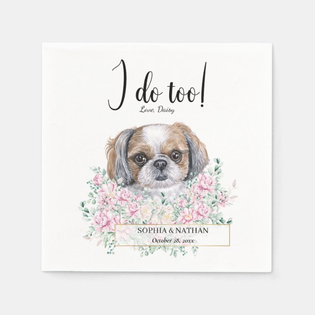 Shih Tzu Dog Wedding Cocktail Napkins (Front)