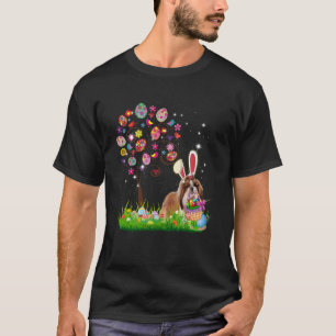 Shih Tzu Dog With Bunny Ear Easter Egg Basket and T-Shirt
