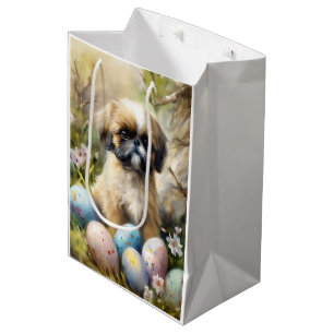 Shih Tzu Dog with Easter Eggs Holiday Medium Gift Bag