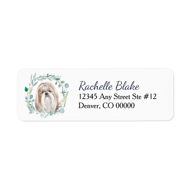 Shih-Tzu Dog Wreath Adresse de retour (Devant)