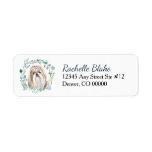 Shih-Tzu Dog Wreath Return Address
