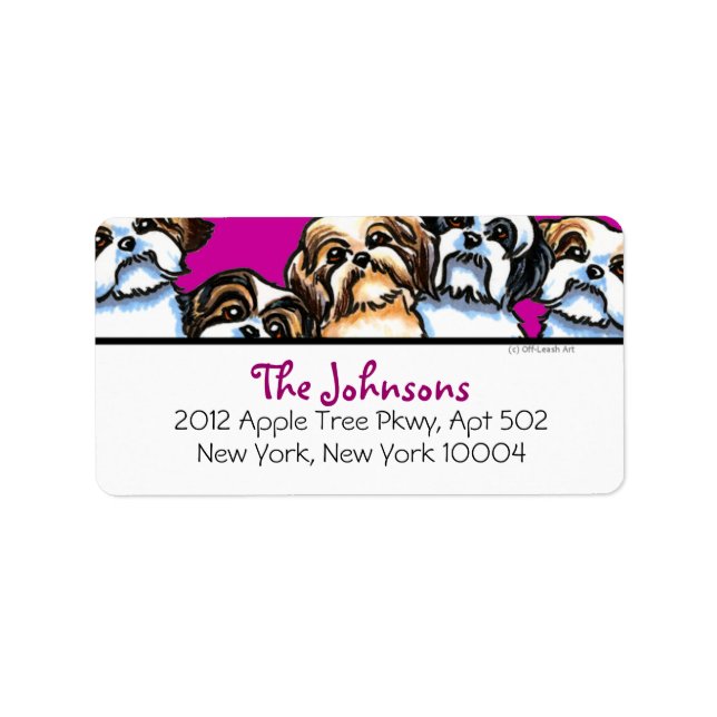 Shih Tzu Dogs Girly Font Custom Colour Label (Front)