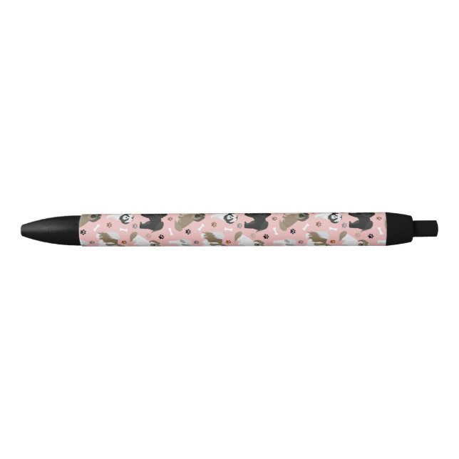 Shih Tzu Dogs Paws and Bones Black Ink Pen (Front)