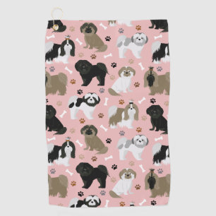 Shih Tzu Dogs Paws and Bones Golf Towel