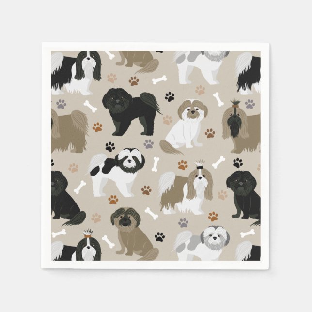 Shih Tzu Dogs Paws and Bones Napkins (Front)
