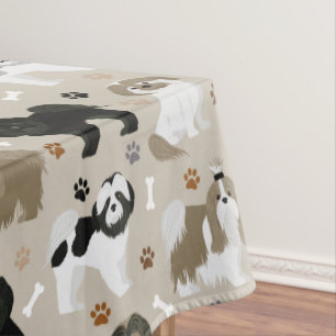 Shih Tzu Dogs Paws and Bones Tablecloth