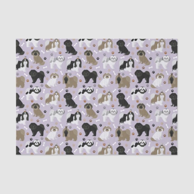 Shih Tzu Dogs Paws and Bones Tissue Paper (Front)