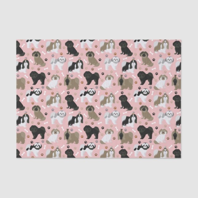 Shih Tzu Dogs Paws and Bones Tissue Paper (Front)