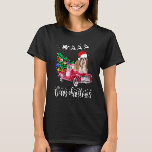 Shih Tzu Dogs Ride Red Truck Christmas Xmas T-Shirt