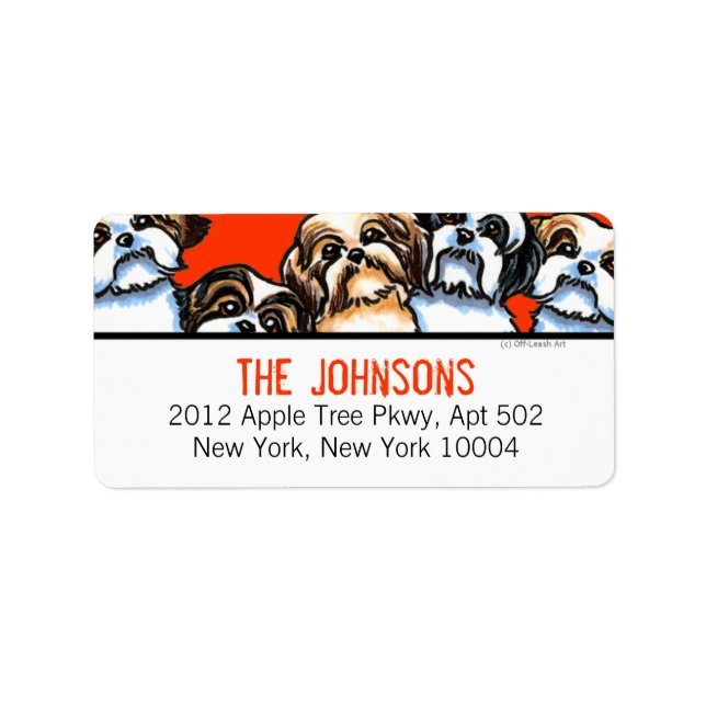 Shih Tzu Dogs Trendy Font Custom Colour Label (Front)
