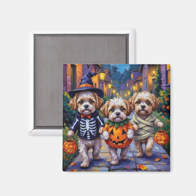 Shih Tzu Dogs Trick-or-Treating Halloween Costumes Magnet (Front/Back)