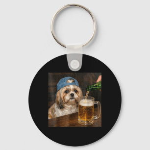 Shih Tzu Drinking Beer Funny Shih Tzu Dog Meme Keychain