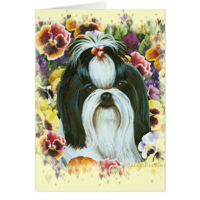 Shih Tzu et Pansies Art Imprimer (Devant)