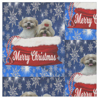 Shih tzu Fabric Christmas