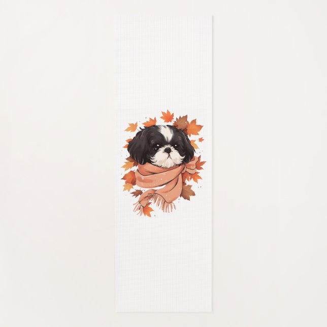 Shih Tzu Fall Dog Autumn Leaves Thanksgiving Copy  Yoga Mat (Front)