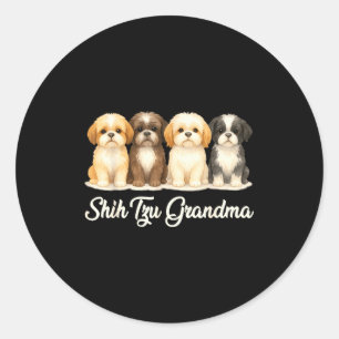Shih Tzu Grandma Cute Dog Lover Gift Funny Women P Classic Round Sticker