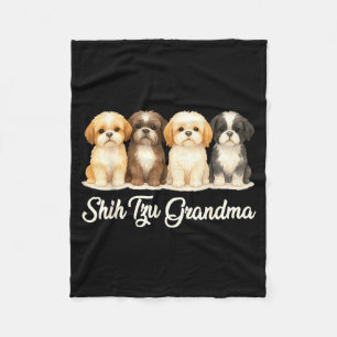 Shih Tzu Grandma Cute Dog Lover Gift Funny Women P Fleece Blanket