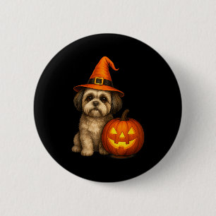 Shih Tzu Halloween Pumpkin Dog Costume Family Matc 2 Inch Round Button
