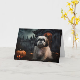 Shih Tzu Halloween Scary Card