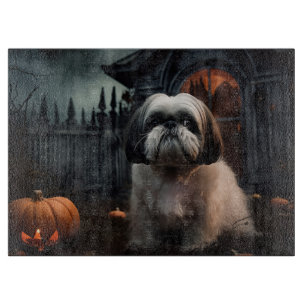 Shih Tzu Halloween Scary Cutting Board