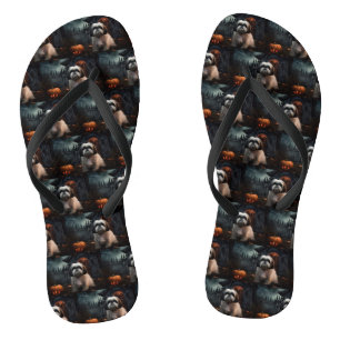 Shih Tzu Halloween Scary Flip Flops