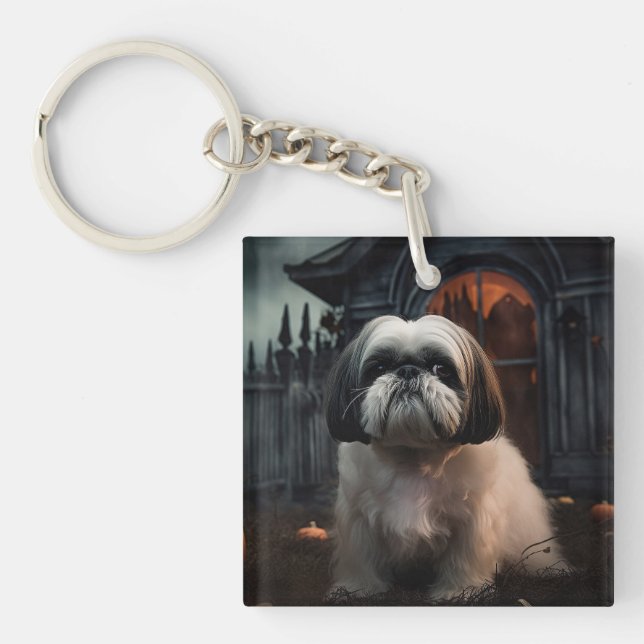 Shih Tzu Halloween Scary Keychain (Front)