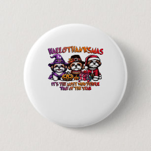 Shih Tzu Halloween Thanksgiving Christmas Classic  2 Inch Round Button