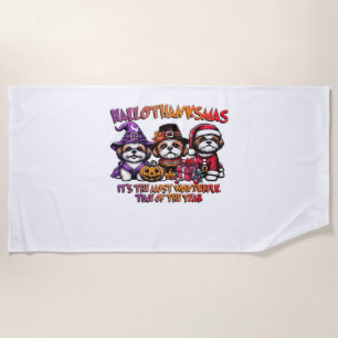 Shih Tzu Halloween Thanksgiving Christmas Classic  Beach Towel