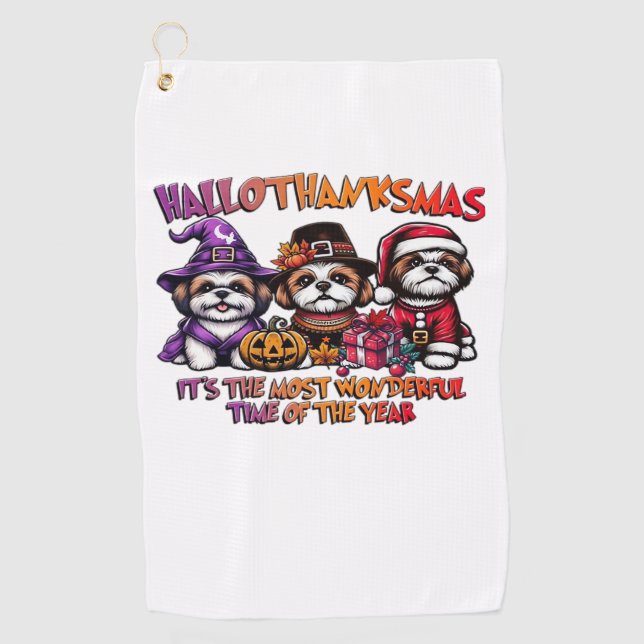 Shih Tzu Halloween Thanksgiving Christmas Classic  Golf Towel (Front)
