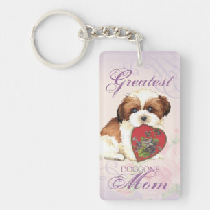 Shih Tzu Heart Mom Keychain