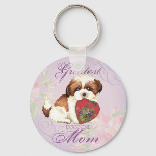 Shih Tzu Heart Mom Keychain