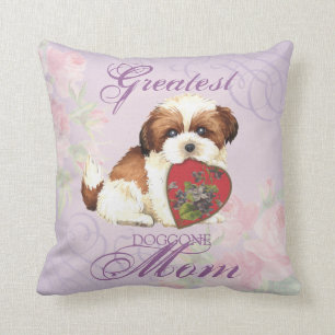 Shih Tzu Heart Mom Throw Pillow