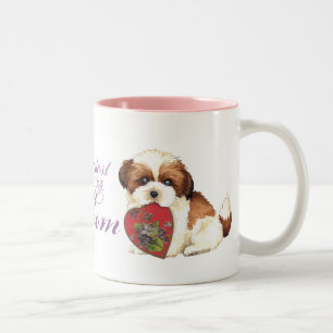 Shih Tzu Heart Mom Two-Tone Coffee Mug